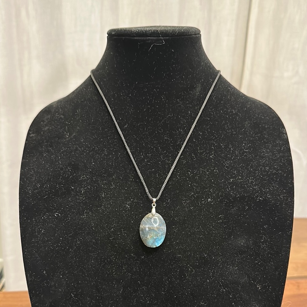 Elegant Blue Stone Pendant Necklace from Madagascar
